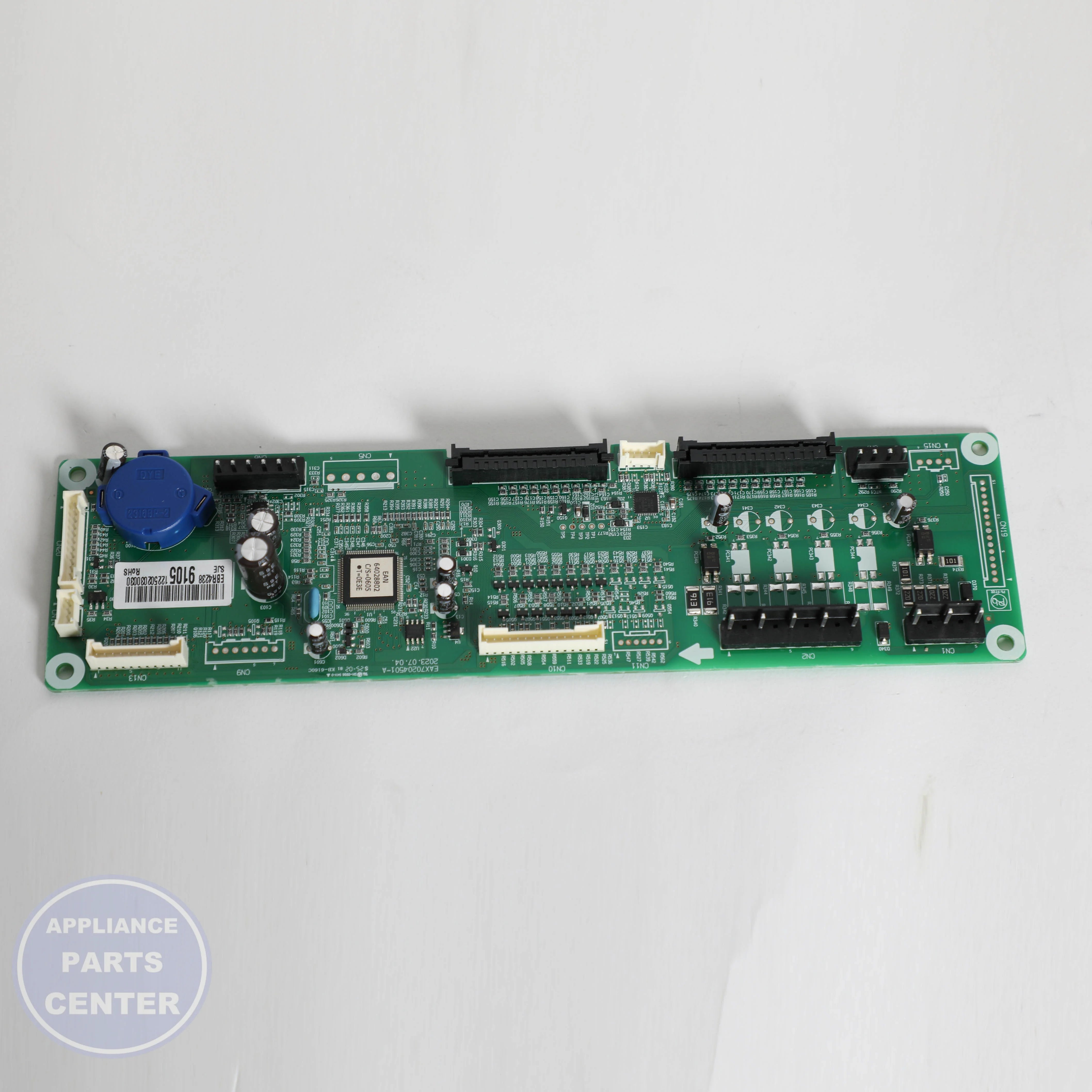 PCB ASSEMBLY,MAIN EBR42389105 - Side view with precise technical specifications