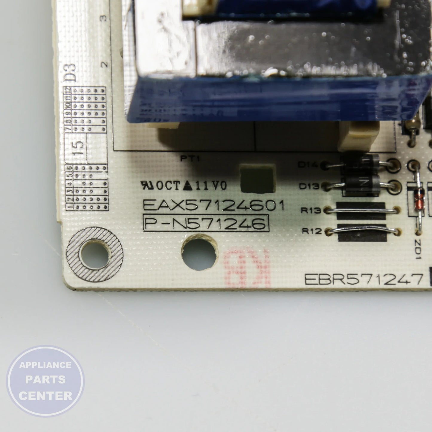 PCB ASSEMBLY,POWER EBR57124701 - Side view with precise measurements