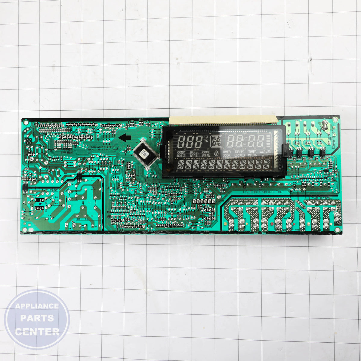 PCB ASSEMBLY,MAIN EBR77562709 - Side view with circuit board dimensions