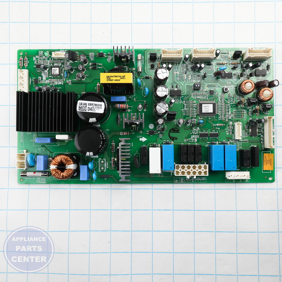 PCB ASSEMBLY,MAIN EBR78931604 - Side view with precise dimensions