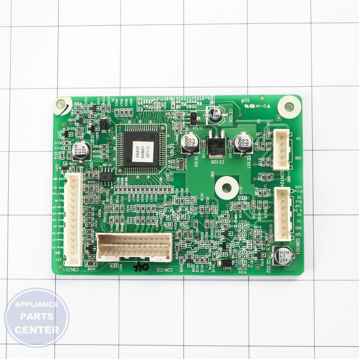 PCB ASSEMBLY,DISPLAY EBR78988404 - Side view with precise measurements and specifications