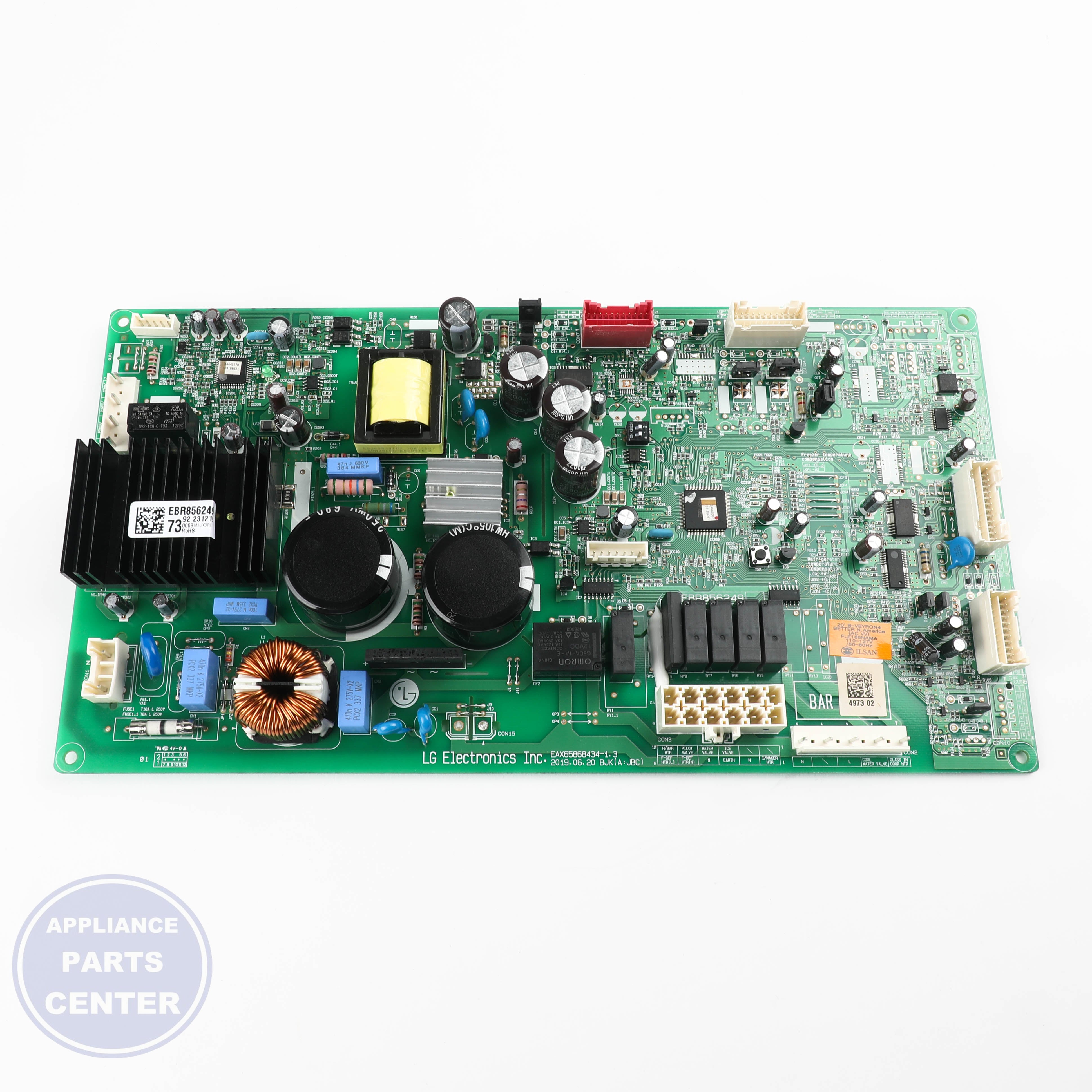 PCB ASSEMBLY,MAIN EBR85624973 - Side view with specific dimensions