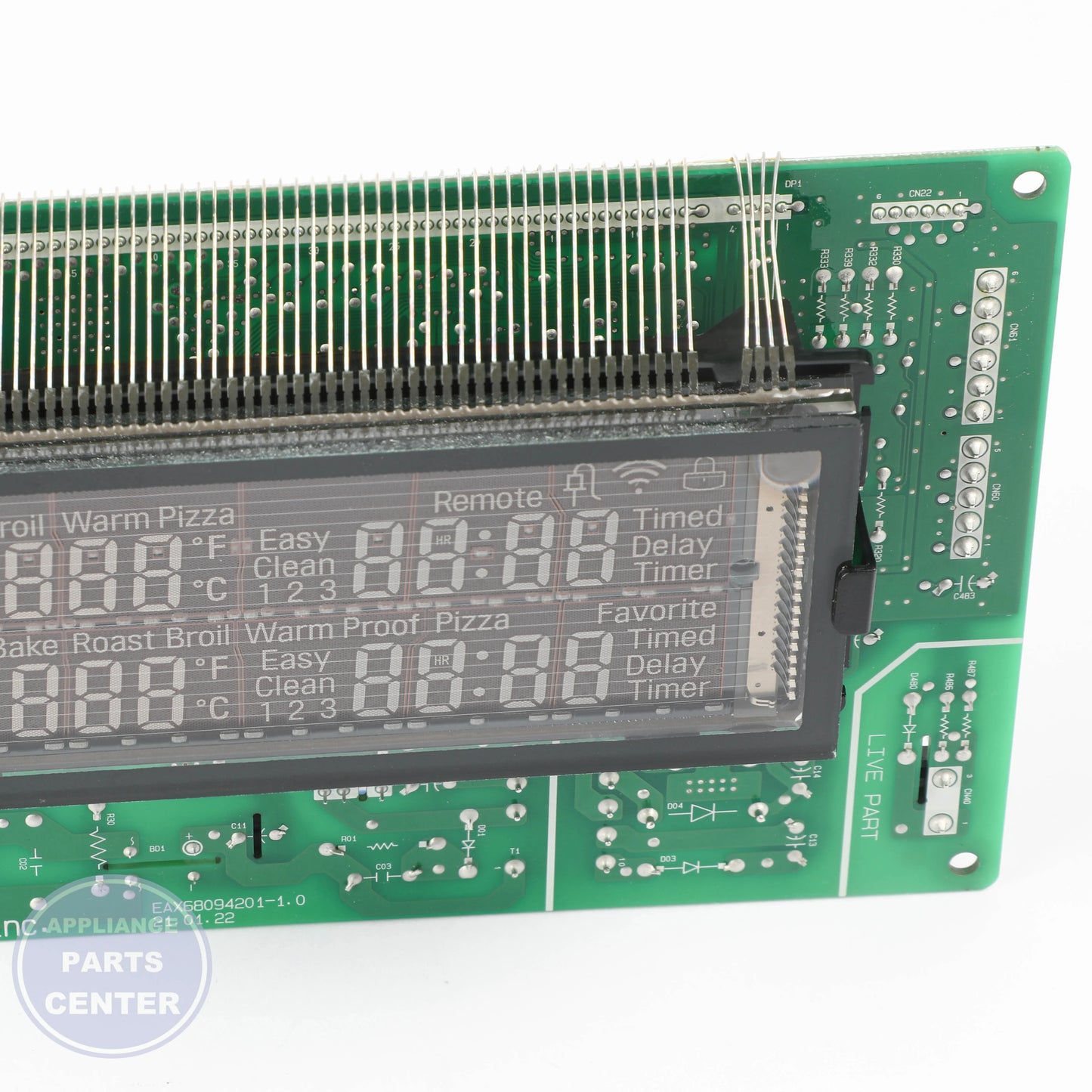 PCB ASSEMBLY,MAIN EBR87050401 - Side view with precise measurements