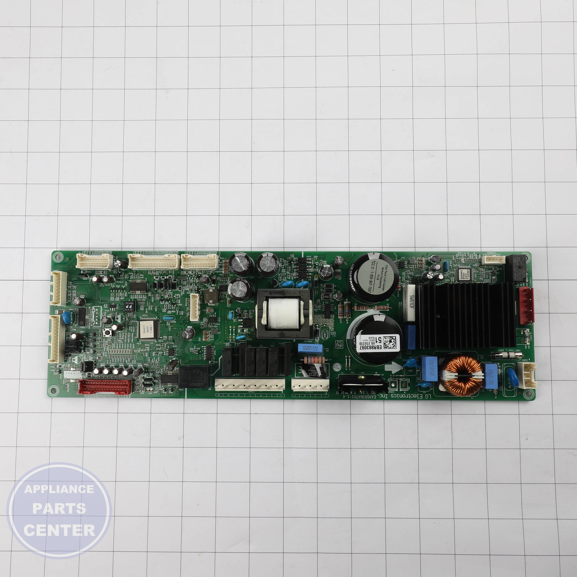 PCB ASSEMBLY,MAIN EBR88309751 - Side view with specific measurements