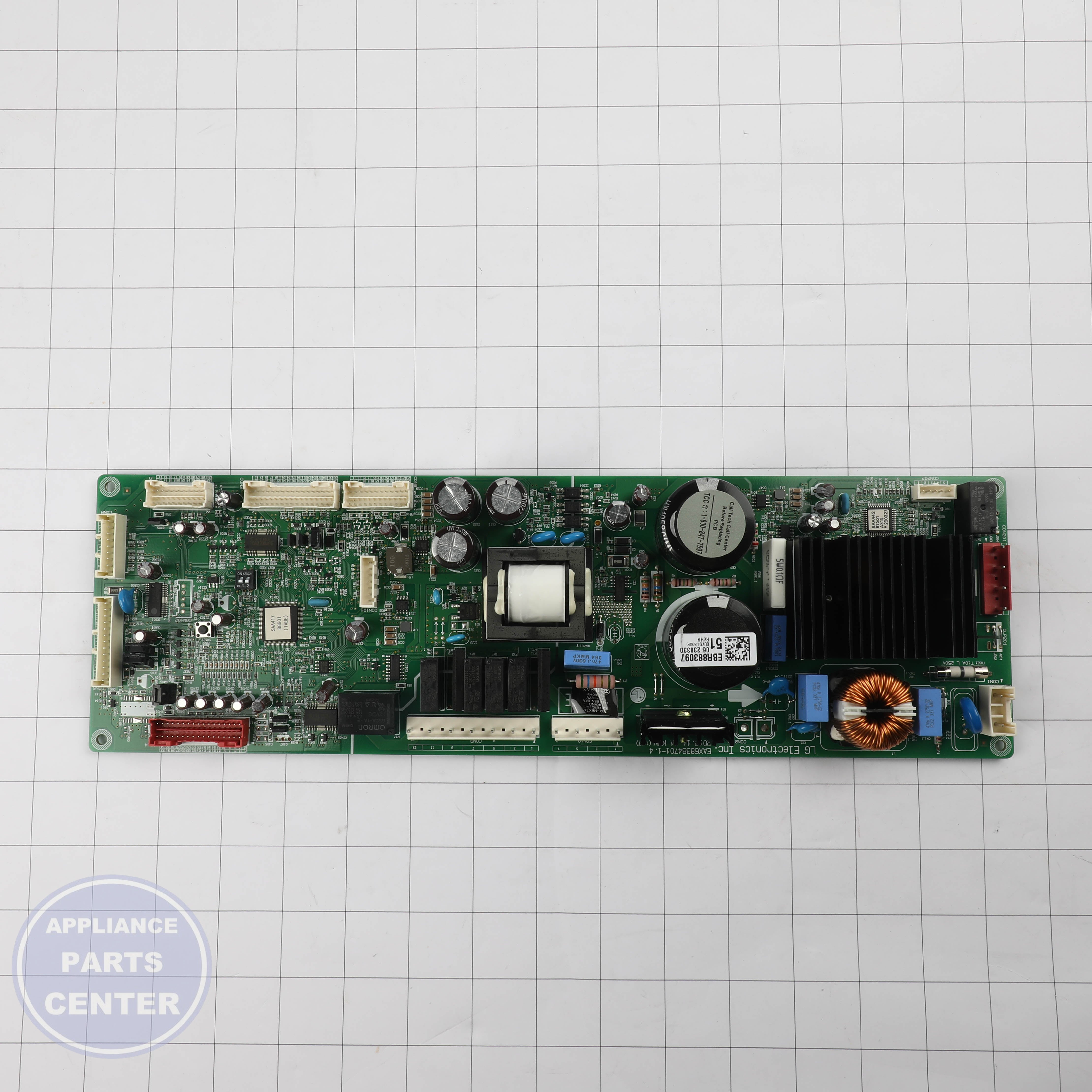 PCB ASSEMBLY,MAIN EBR88309751 - Side view with specific measurements