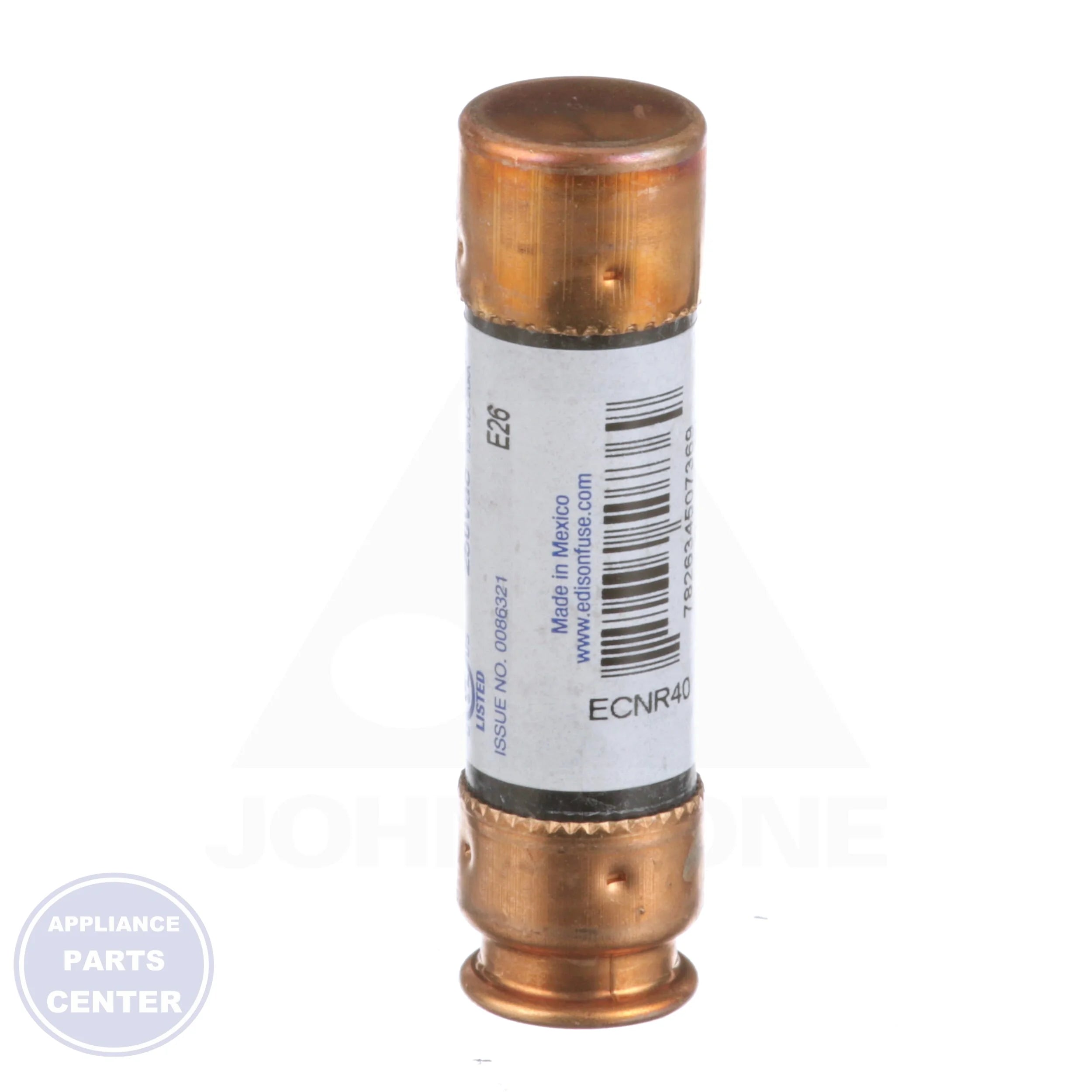Dual Element Cartridge Fuse 40 Amp ECNR40 - Side view with 13/16" diameter and 3" length