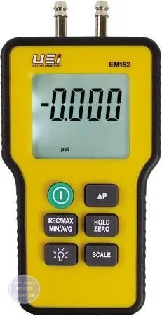 Dual Input Digital Manometer EM152 - Main view showing large backlit LCD display for gas appliances