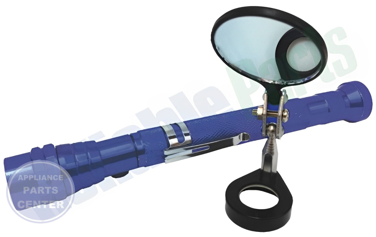 SENSIBLE PRODUCTS EMF-1 EXTEND MAGNET FLASHLIGHT W/MIRROR - Main view showing mirror feature for various appliance models