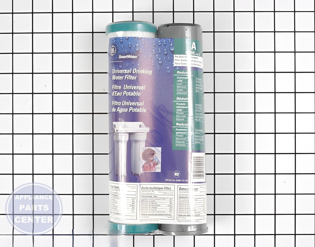 GE SMARTWATER DUAL STAGE DRINKING WATER FILTER REPLACEMENT FXSVC - Main view showing dual-stage filtration for GE models