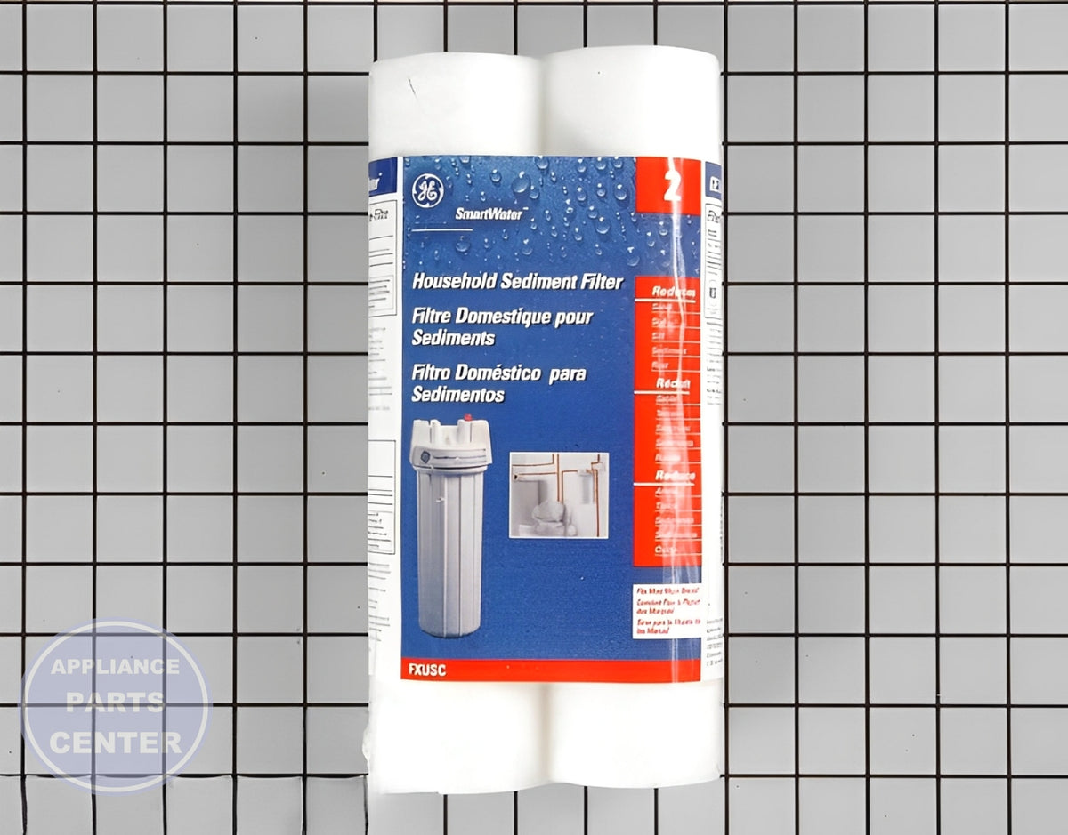 GE WHOLE HOUSE SEDIMENT WATER FILTER 2-PACK FXUSC - Main view showing efficient sediment removal for GE filtration systems