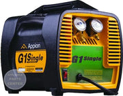 [Brand] Refrigerant Recovery Unit G1SINGLE - Main view showing high recovery rates for various models