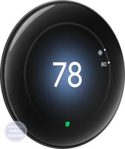 Google Nest Learning Thermostat (4th gen) - Polished Obsidian - Main view showing customizable display for advanced HVAC systems