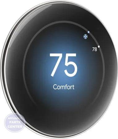 Google Nest Learning Thermostat 4th gen Polished Silver - Main view showing customizable display for various models