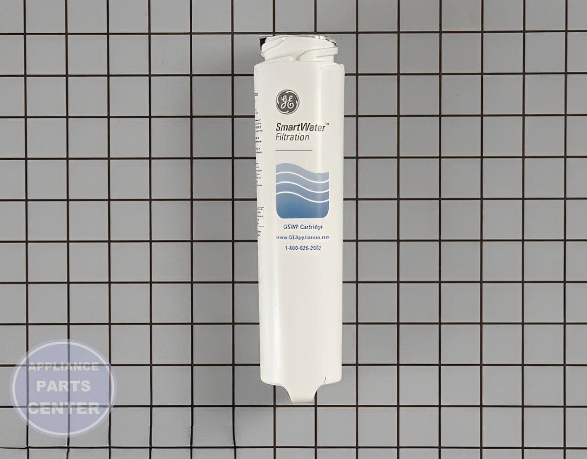 GE SmartWater Water Filter Cartridge GSWF - Main view showing easy installation for GEN Ice Machines and Refrigerators
