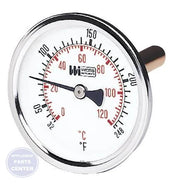 Hot Water Bi-Metal Dial Thermometer HWBM25 - Main view showing 2-1/2" dial size for various heating systems