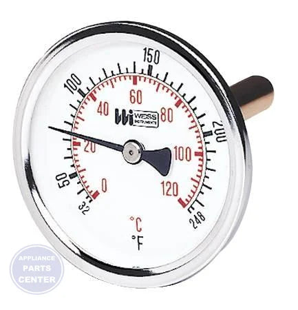 Hot Water Bi-Metal Dial Thermometer HWBM25 - Main view showing 2-1/2" dial size for various heating systems