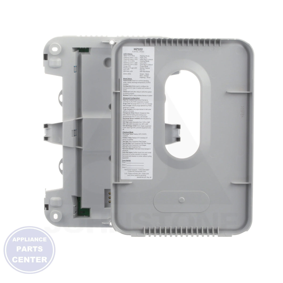 TrueZONE HZ322 Panel - Side view with 3 zone control capacity