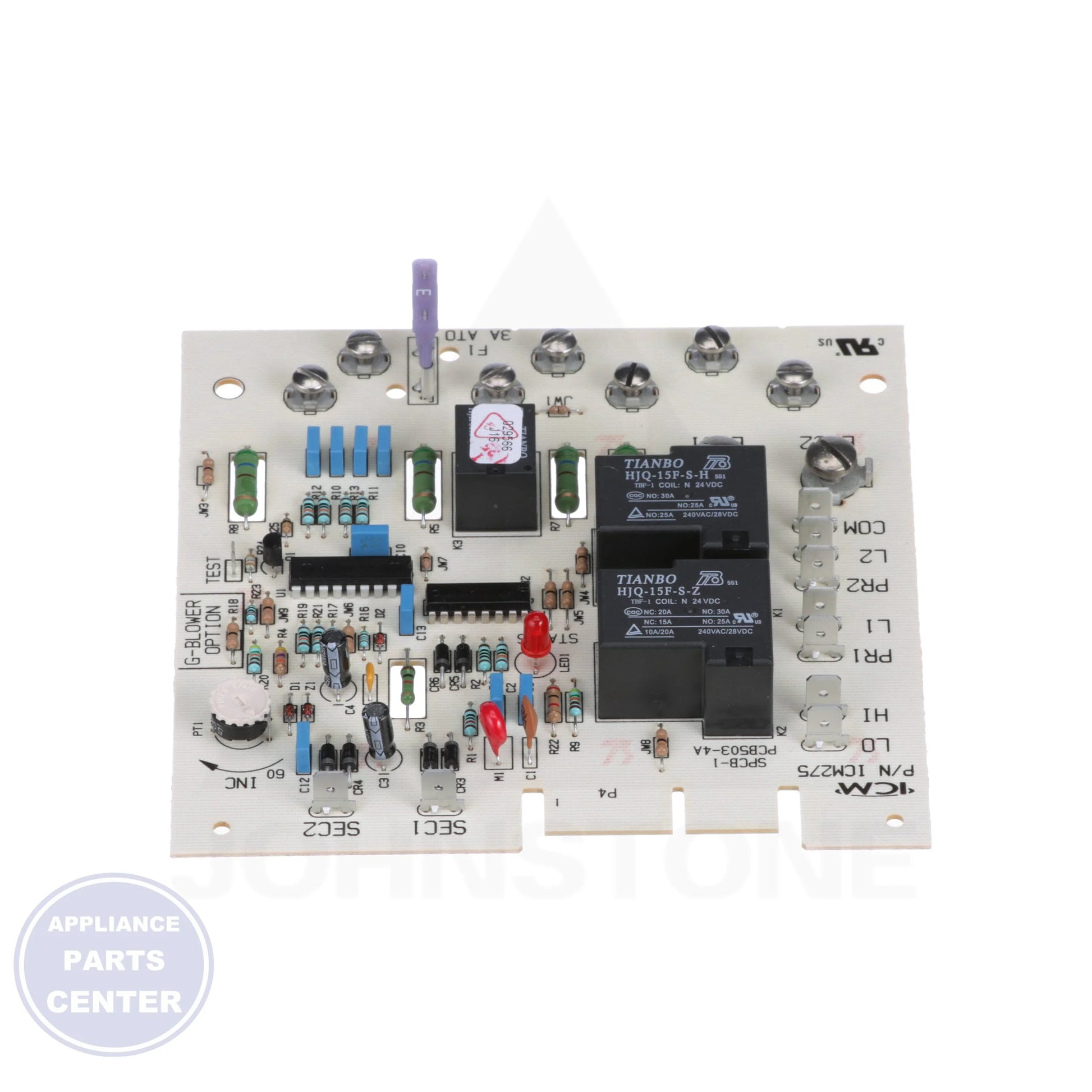 Control Board ICM275C - Side view with precise measurements
