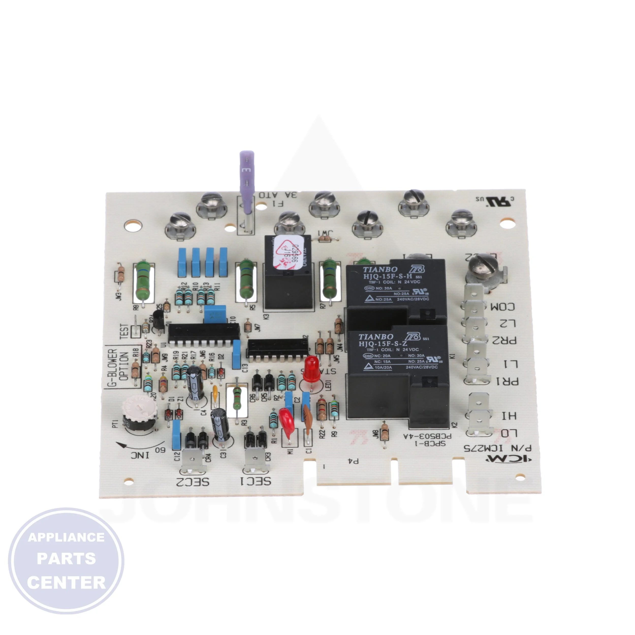 Control Board ICM275C - Side view with precise measurements