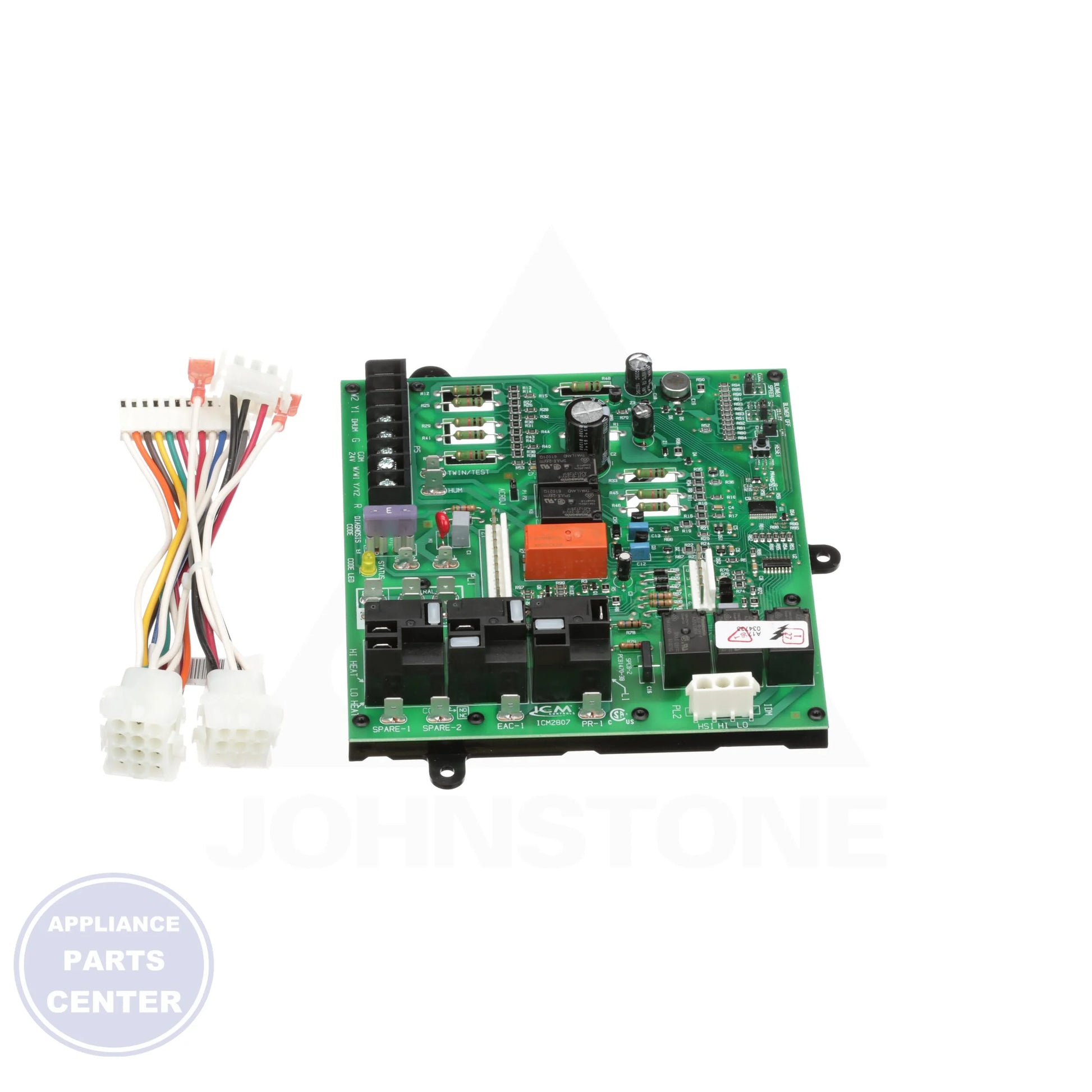 Furnace Control Module ICM2807 - Detailed view of microprocessor and warning indicators