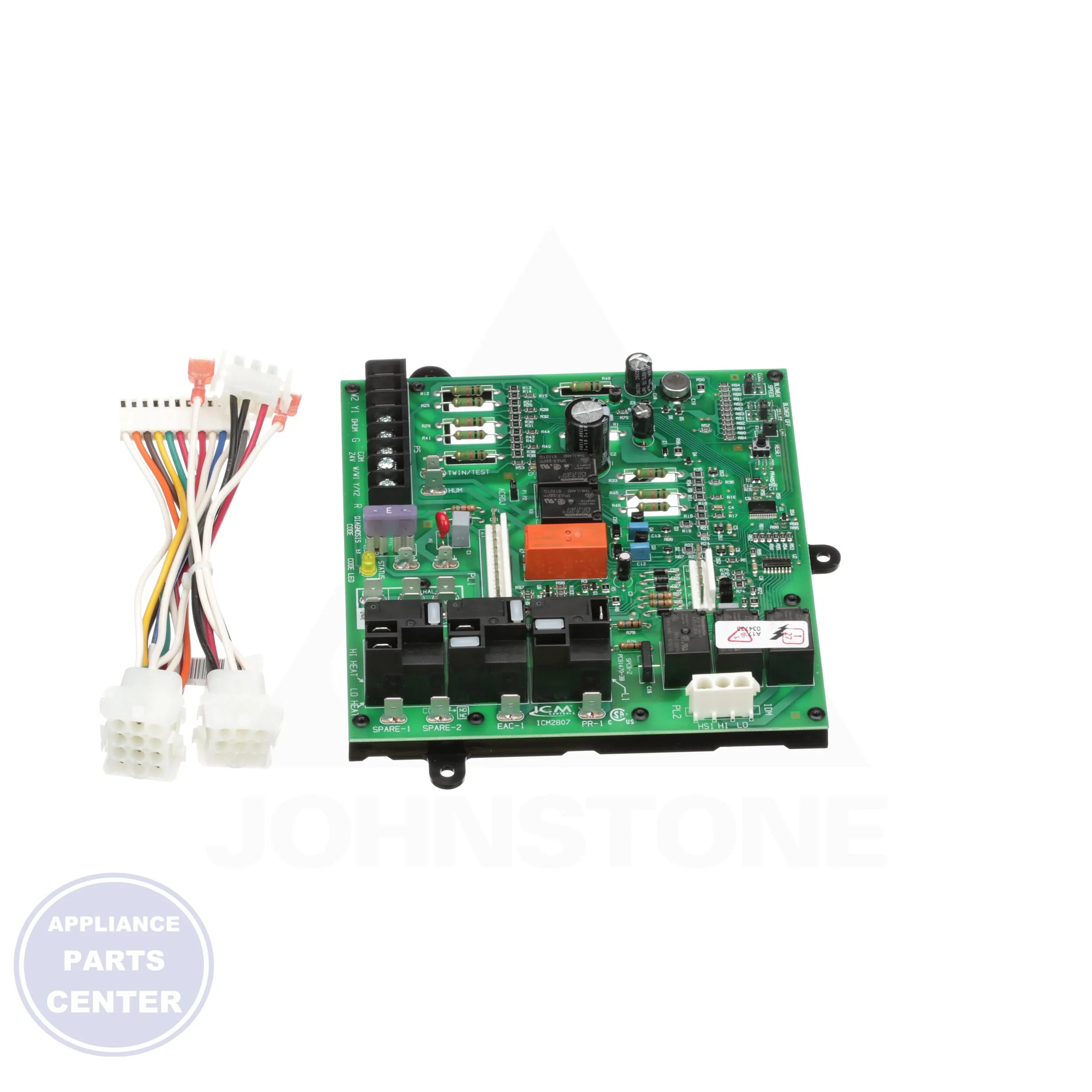 Furnace Control Module ICM2807 - Detailed view of microprocessor and warning indicators