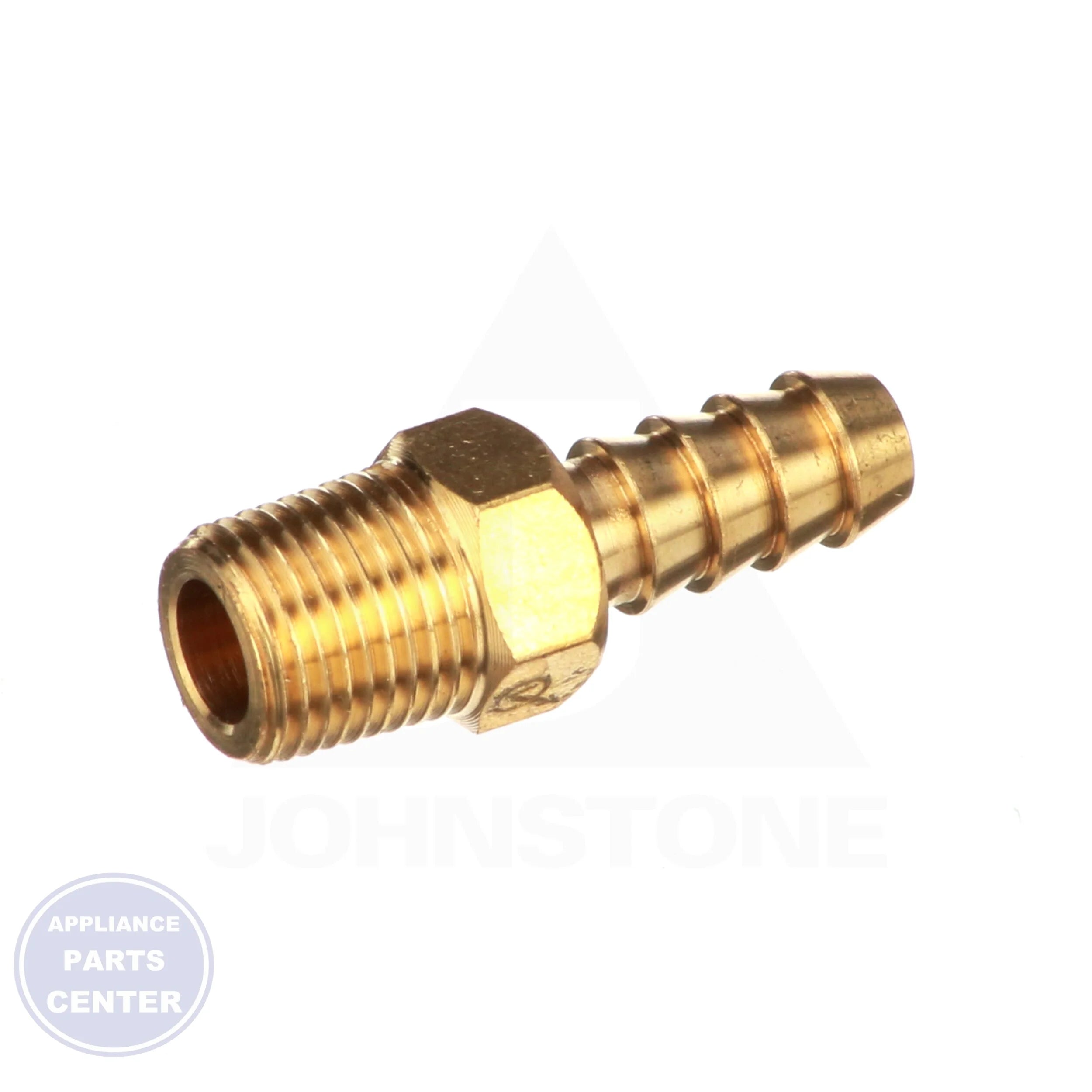 Barb Fitting JS-LF3110104029826 - Side view with Tube I.D. 1/4" and pipe size 1/8 measurements