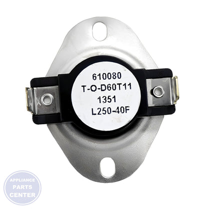 SUPCO THERMOSTAT 250 DEG 2 WIRE L250 - Side view with 2-wire connection and 250-degree capacity