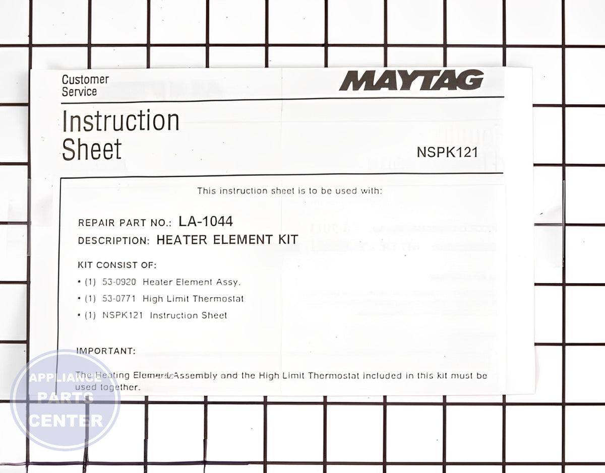 WHIRLPOOL HEATING ELEMENT LA-1044 - Detailed view of 5000 watts power capacity
