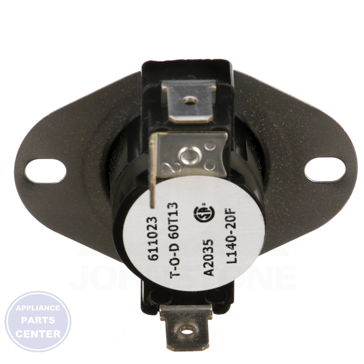 Therm-O-Disc Fan and Limit Thermostat LD140 - Side view with specific temperature measurements
