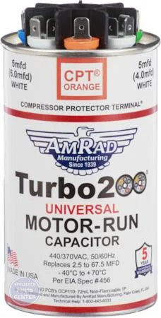 Turbo™ 200 Universal Replacement Capacitor M12200 - Main view showing wide compatibility for various models