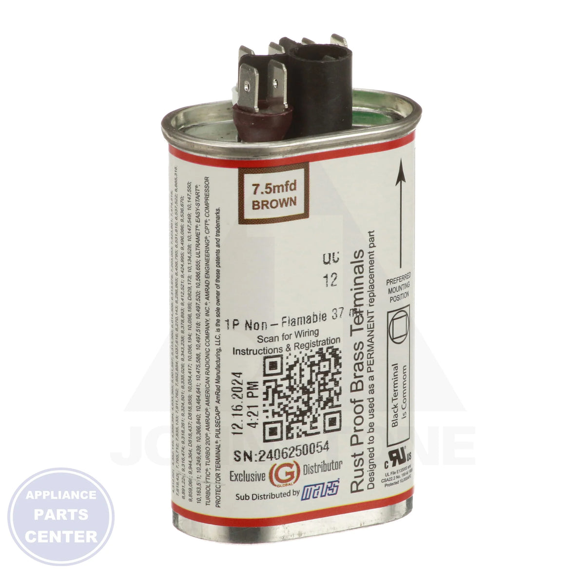 Turbo™ 200 Mini Oval Universal Replacement Capacitor M12500 - Side view with dimensions highlighted
