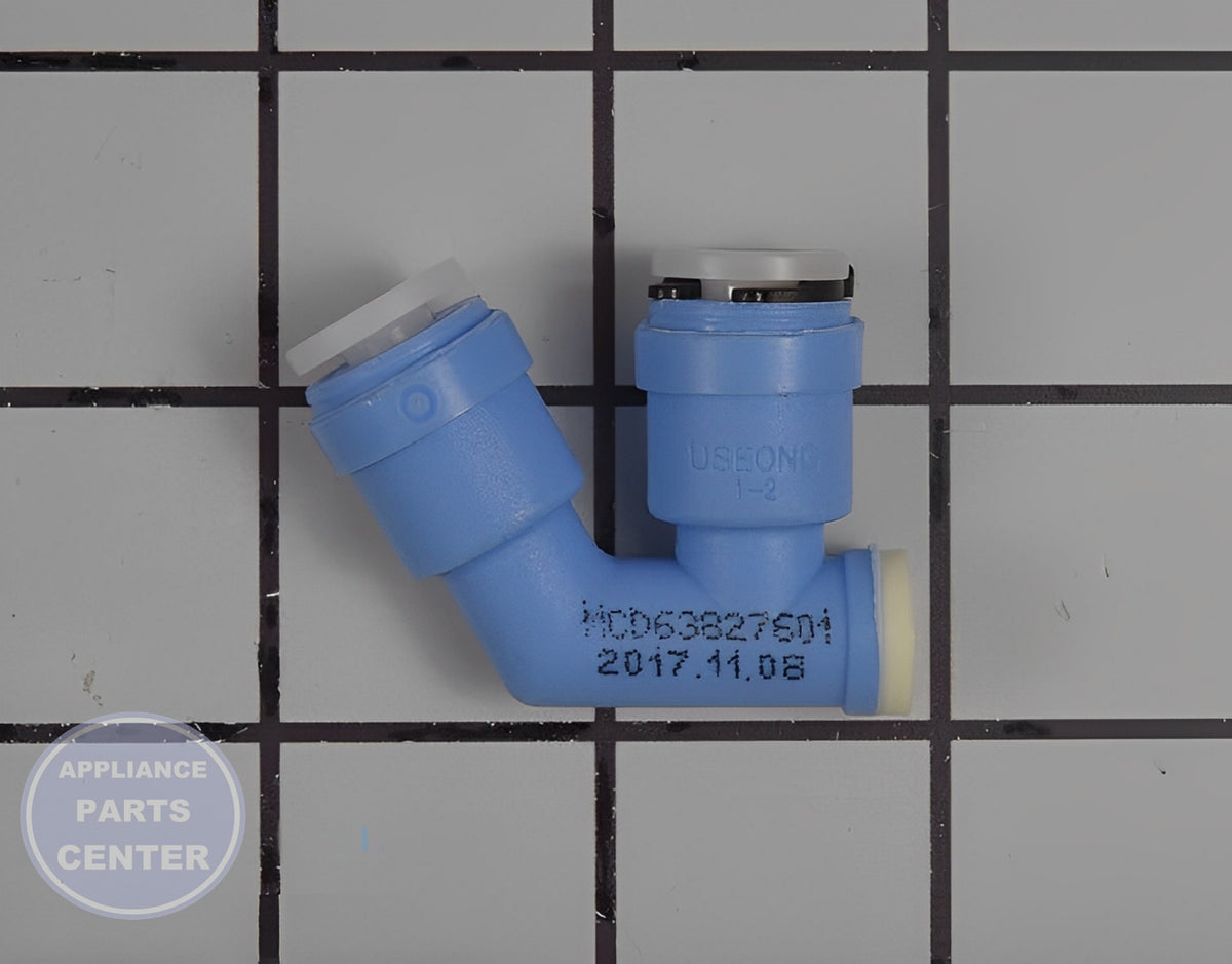 Kenmore Hose Connector MCD63827601 - Main view showing secure fitting for Kenmore Elite models