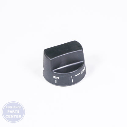 PA010034 TOP BURNER KNOB BLACK - Side view with precise measurements
