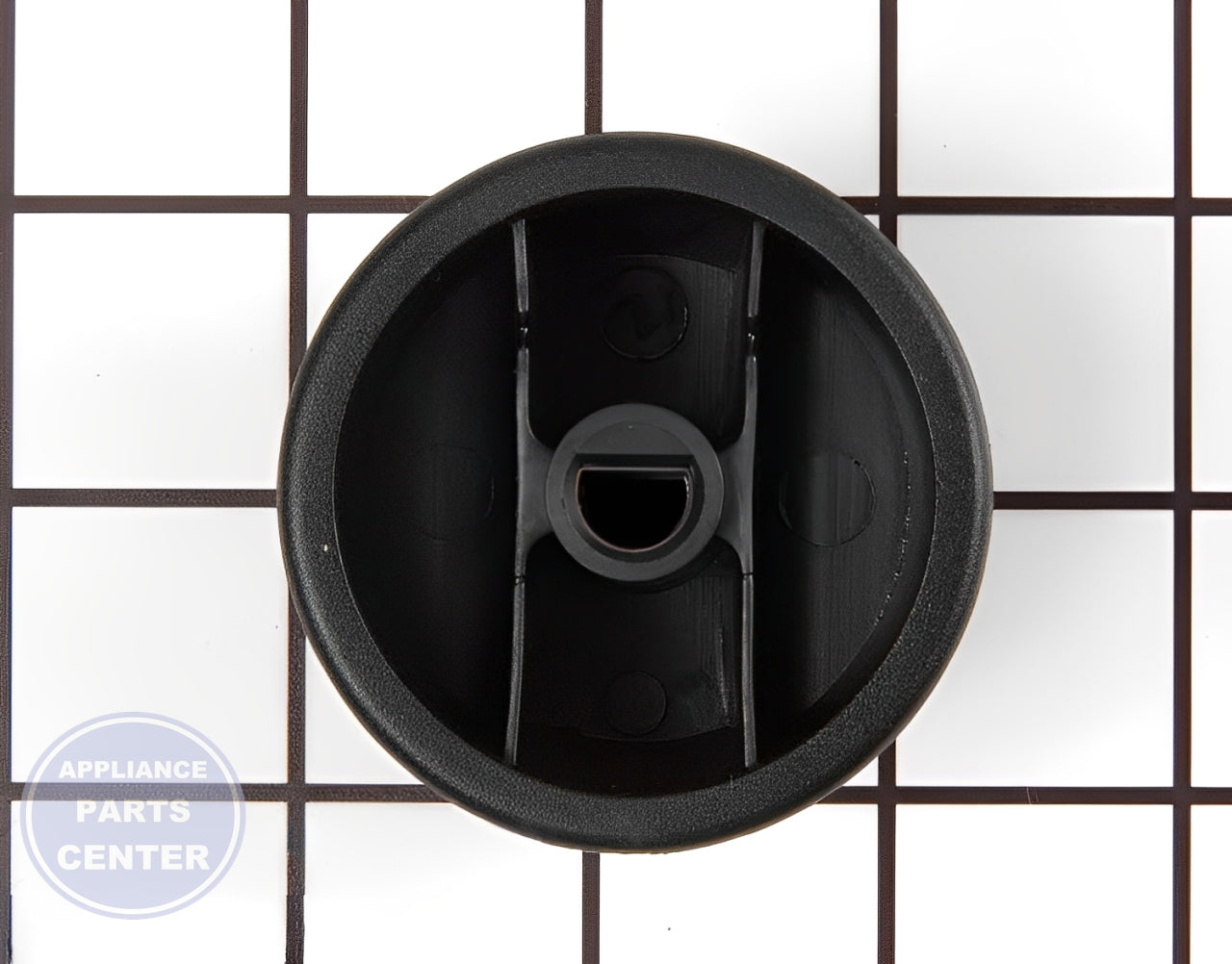 PB010206 TOP BURNER KNOB BLACK - Side view with dial button specs