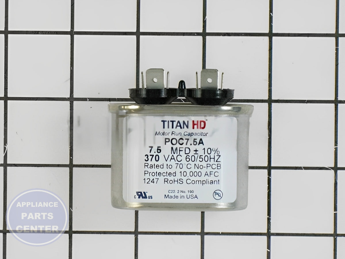 PACKARD TITAN HD RUN CAPACITOR POC7.5A - Detailed view of 7.5 MFD capacity