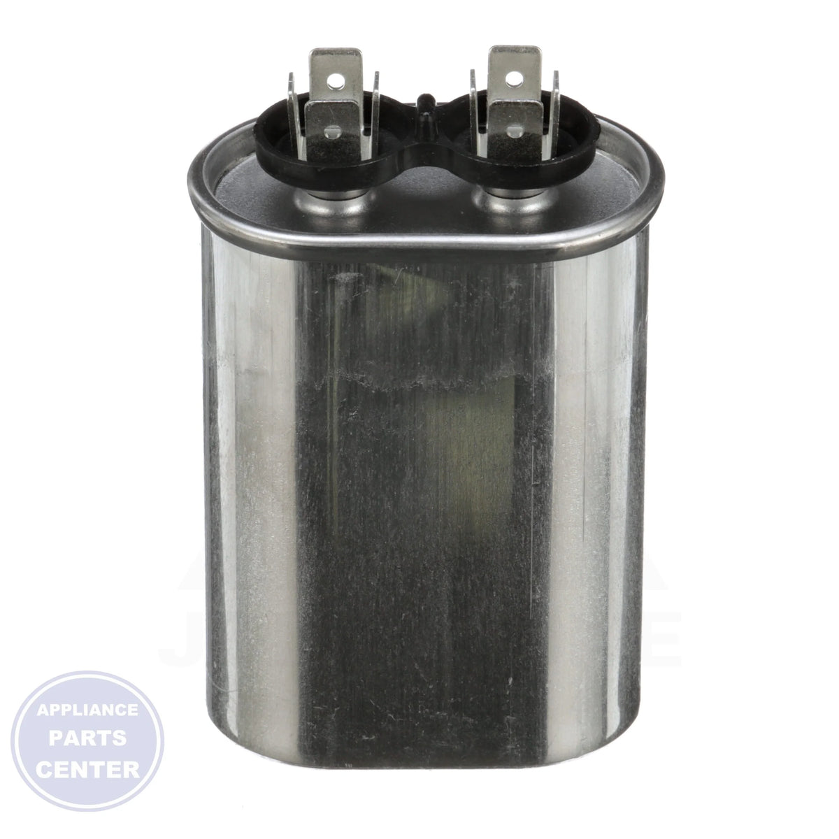 Motor Run Capacitor Oval POCF15A - Side view with 2.75" x 2.75" x 1.75" dimensions