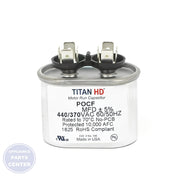 [Brand] PACKARD TITAN HD RUN CAPACITOR 5 MFD 440/370 VOLT OVAL - Main view showing capacitor design for undefined PAC models