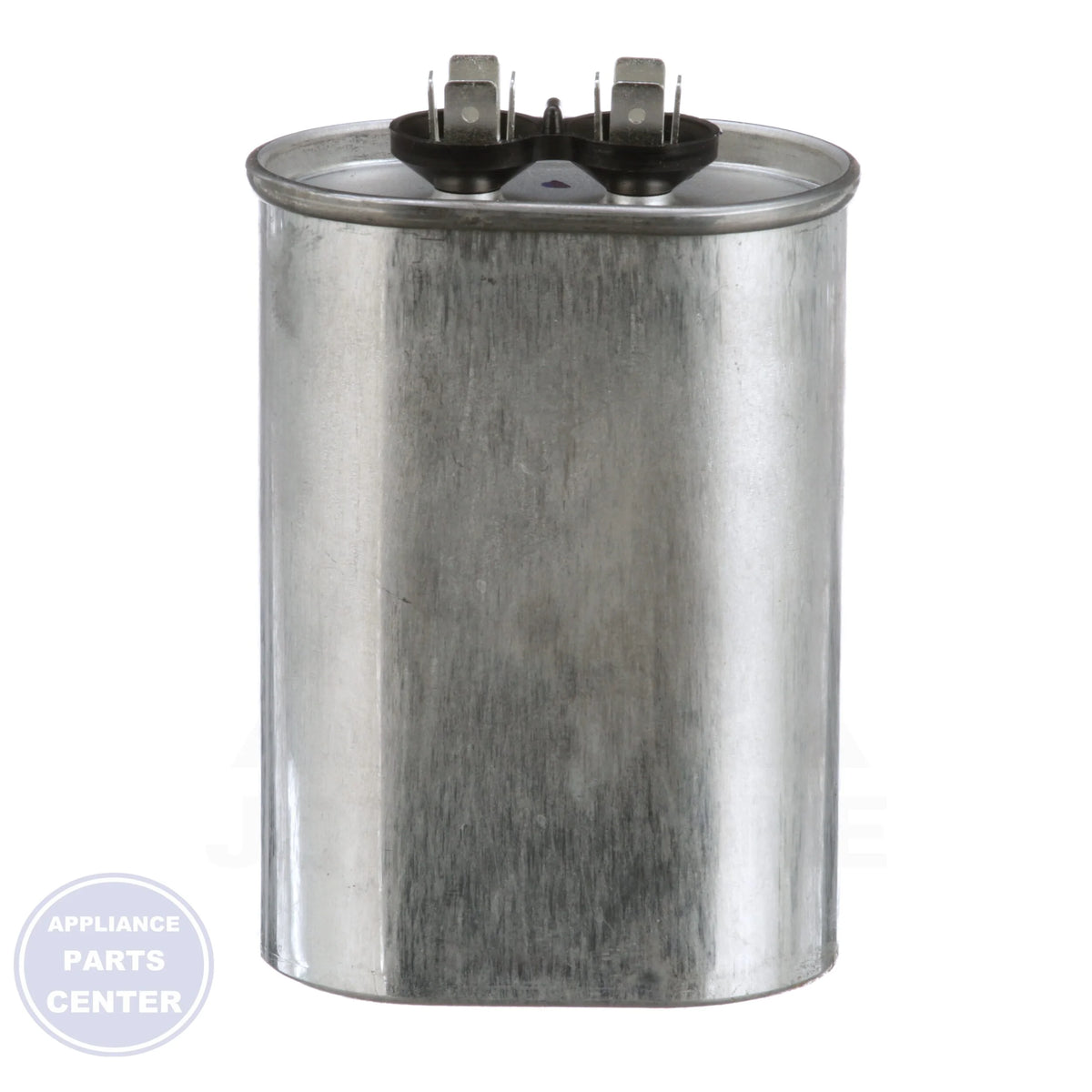 Titan HD Motor Run Capacitor Oval POCF60A - Side view with dimensions 3.75" x 3.50" x 2.00"