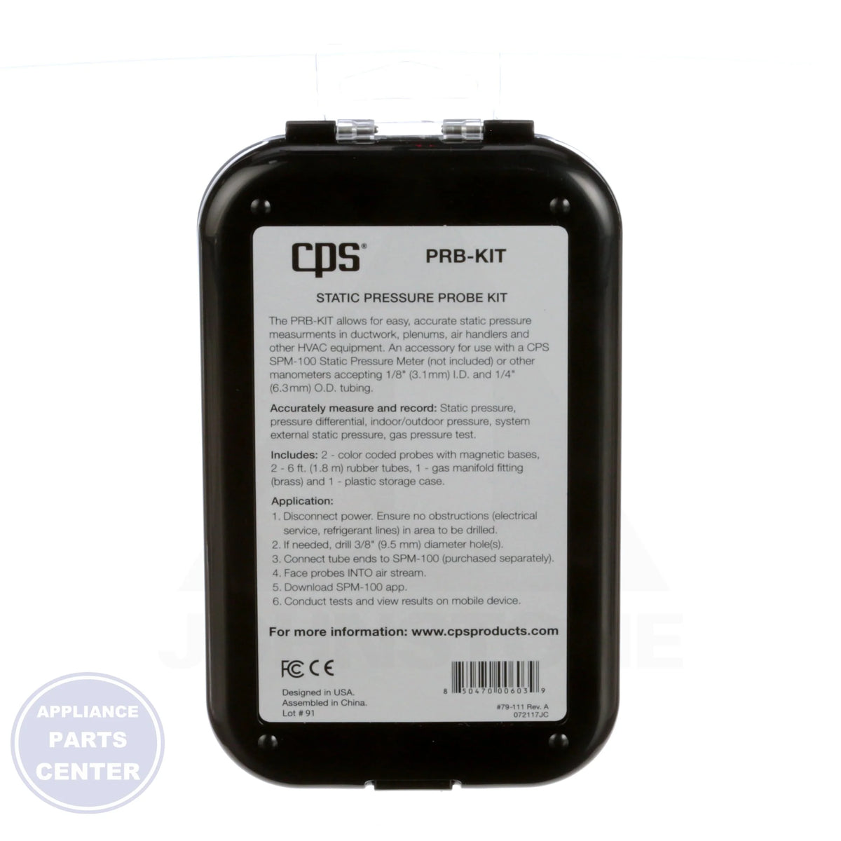 Pressure Probe Kit PRB-KIT - Side view with 6' rubber tubing length