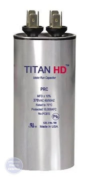 Titan HD Motor Run Capacitor Round PRCF55A - Main view showing aluminum case construction for heavy-duty applications