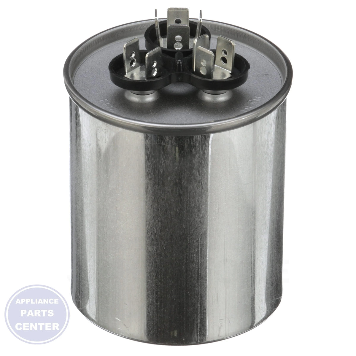Dual Rated Motor Run Capacitor Round PRCFD555A - Side view with 2.5" diameter and 3.75" height