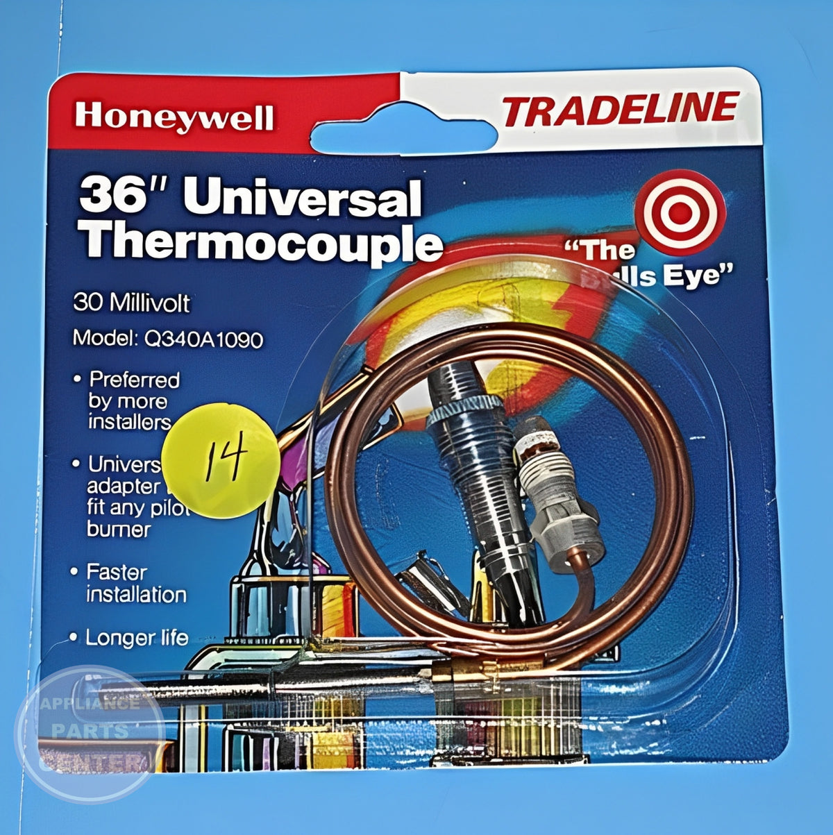 HONEYWELL 30MV THERMOCOUPLE Q340A1090 - Side view with 30MV capacity and 36" length