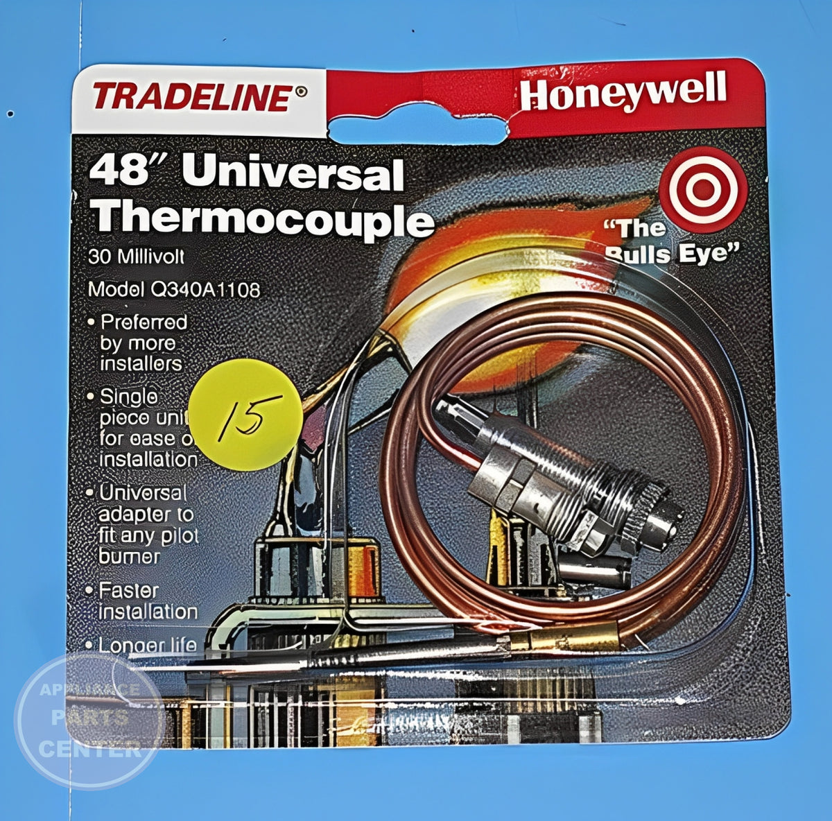 HONEYWELL 30MV THERMOCOUPLE Q340A1108 - Side view with 48" length