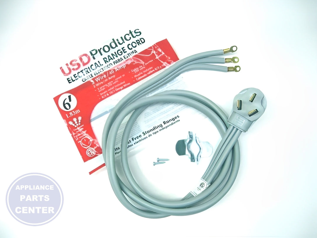 [Brand] USD RANGE 6' 3 WIRE RANGE CORD 50 AMP - Main view showing 6 feet length for various models