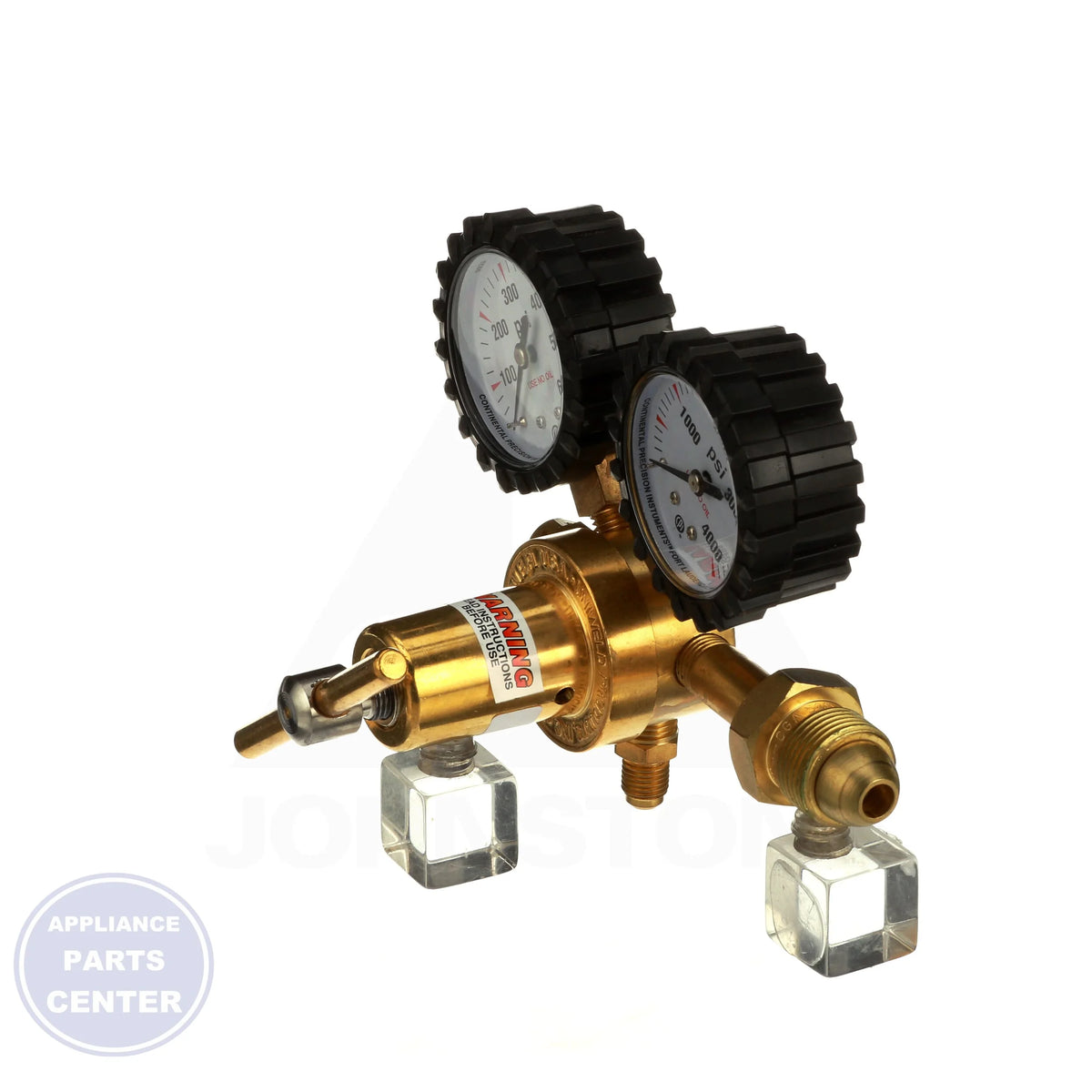 RHP400 Nitrogen Regulator - Detailed view of 1/4" flare outlet fittings