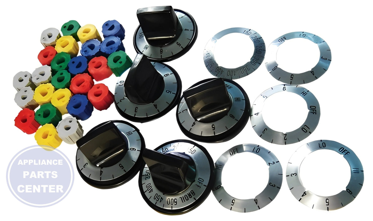 SUPCO UNIVERSAL ELECTRIC RANGE KNOB KIT RK103 - Detailed view of precise fitting knobs