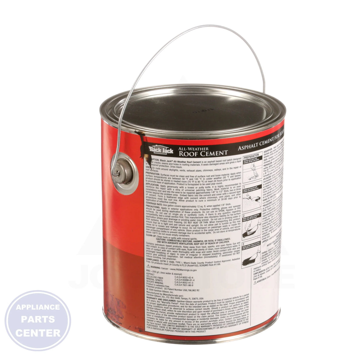 Black Jack Roof Cement RM-1G - Side view with specific measurements