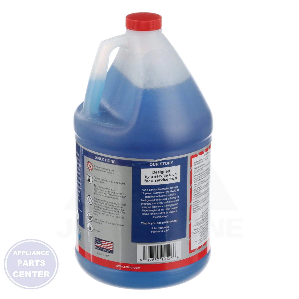 RT100G Big Blu® High Temp. Leak Reactant - Side view with 1 Gallon capacity