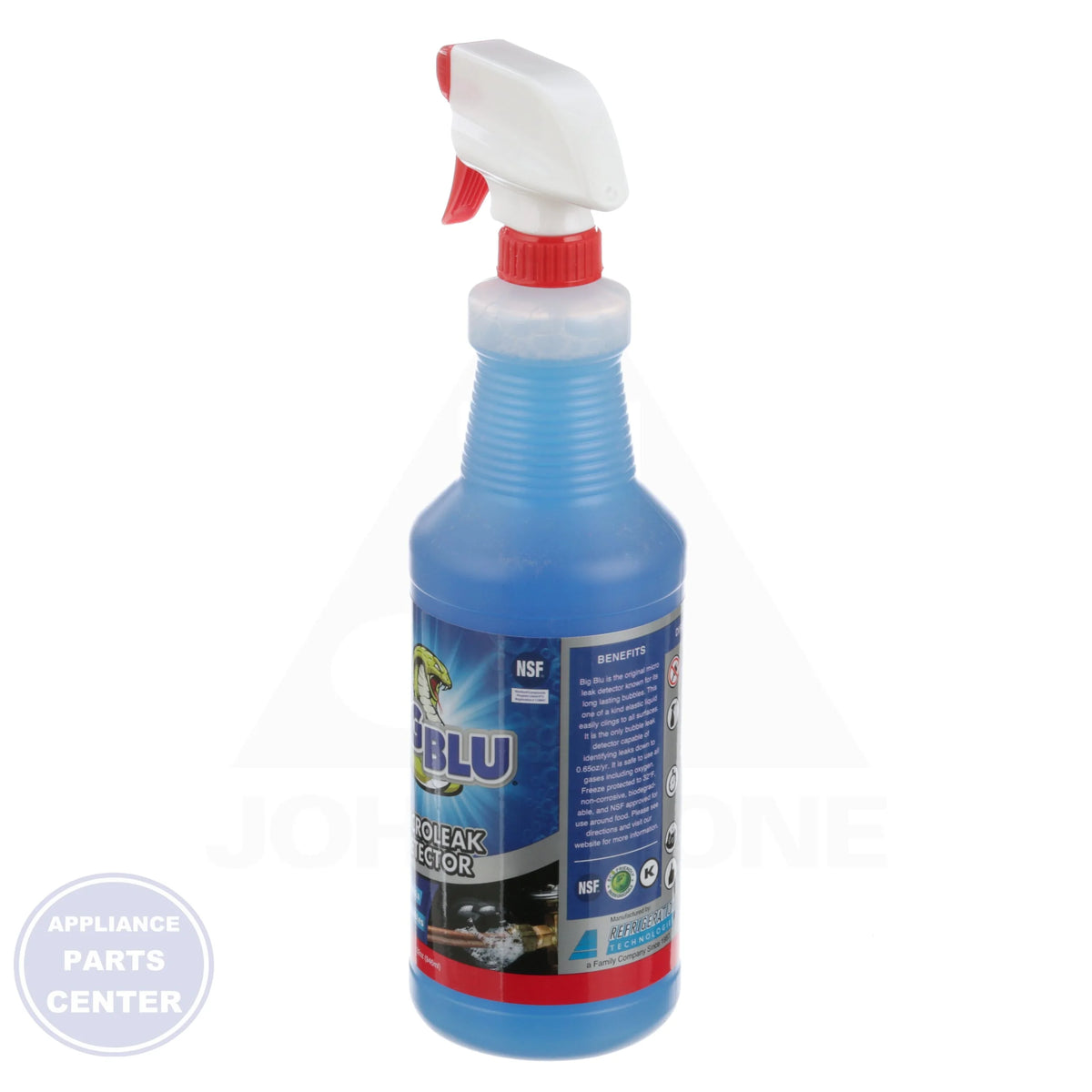 Big Blu® High Temp. Leak Reactant RT100S - Detailed view of capability to magnify leaks as small as 0.65 oz./year
