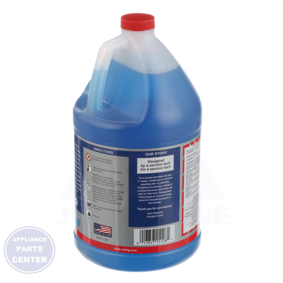 Super Blu® HLow Temp. Leak Reactant RT150G - Side view with 1 Gallon capacity